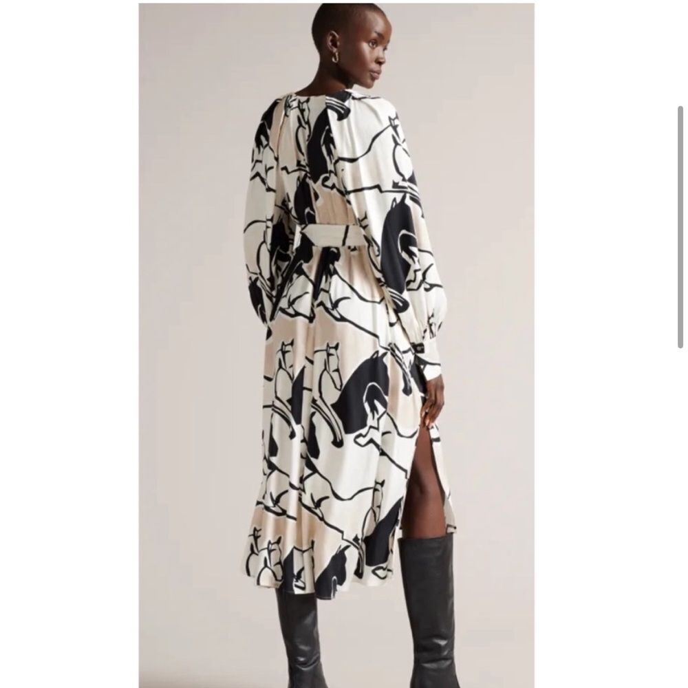 TED BAKER SYDNEI  PRINTED LONG SLEEVE DRESS SZ 6 OR TED 2